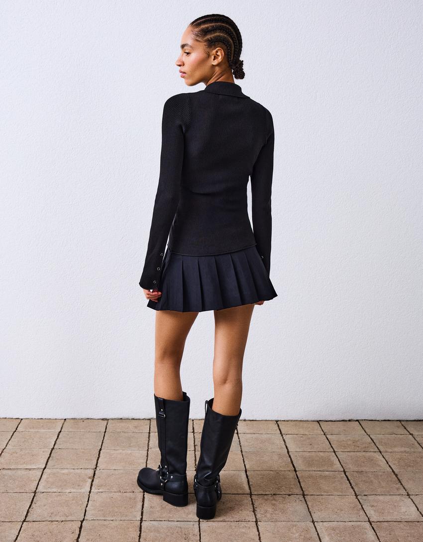 Falda mini tablas-Negro