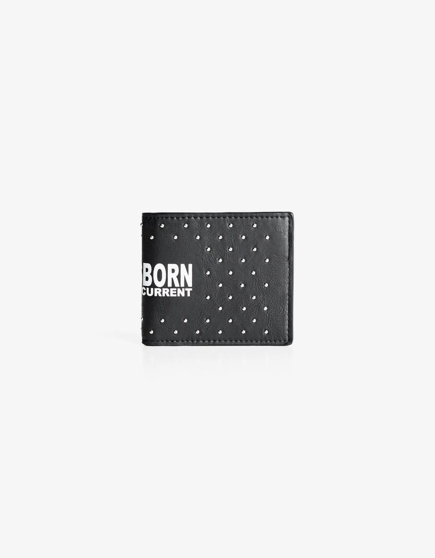 Portefeuille clous imprimé-Noir
