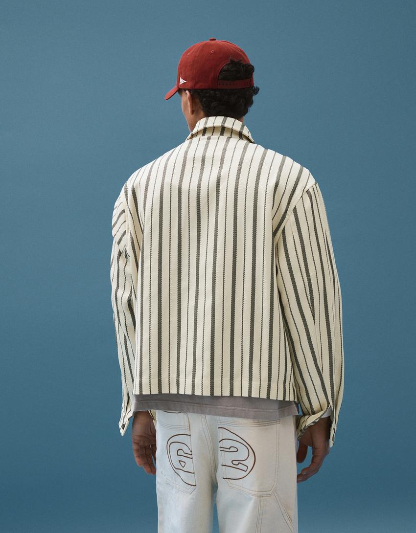 Veste à boutons imprimée-Sable