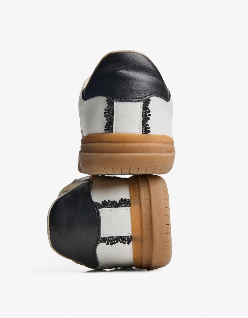 Retro trainers with lace detail-WHITE