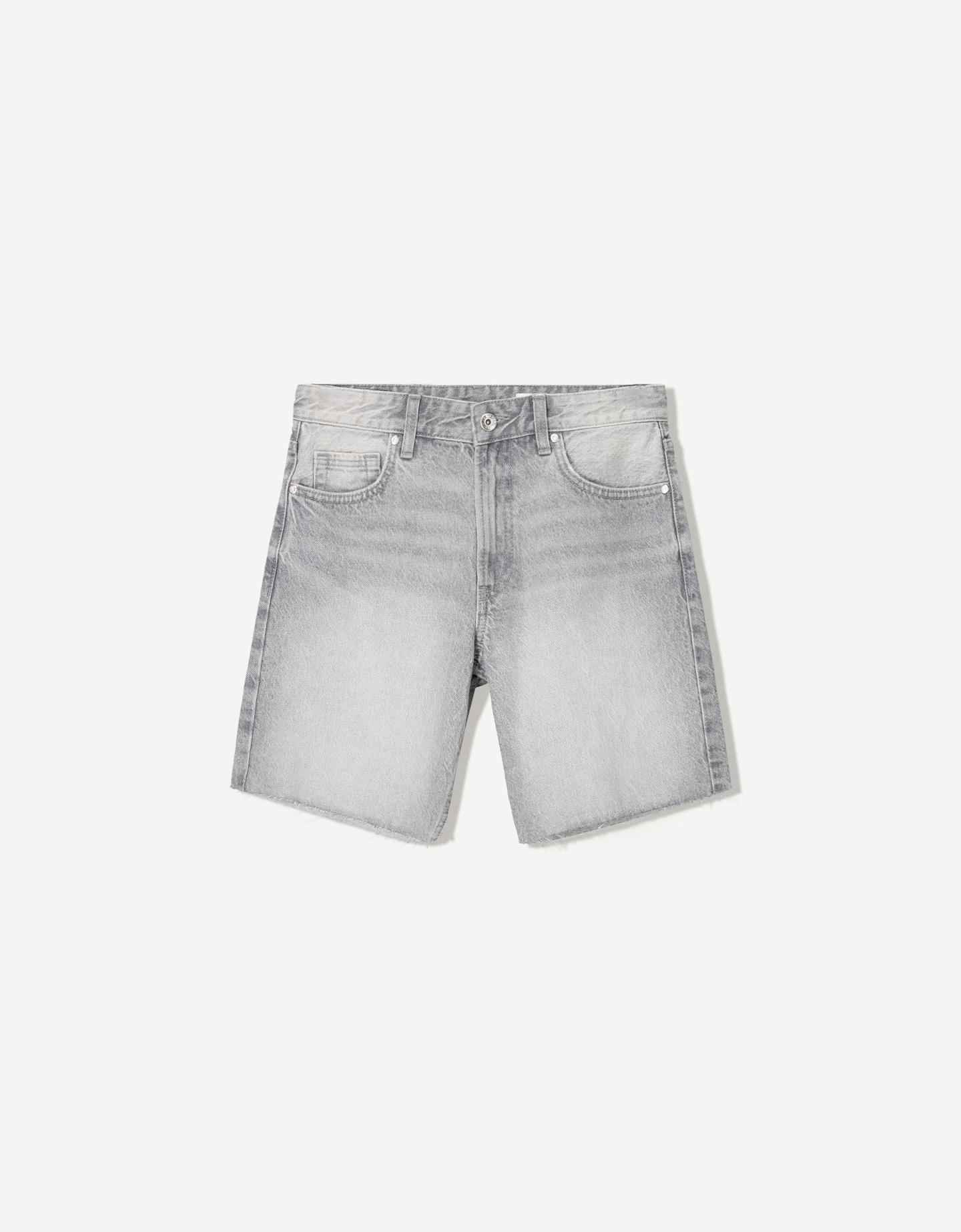 Bershka bermudy jeansowe szary