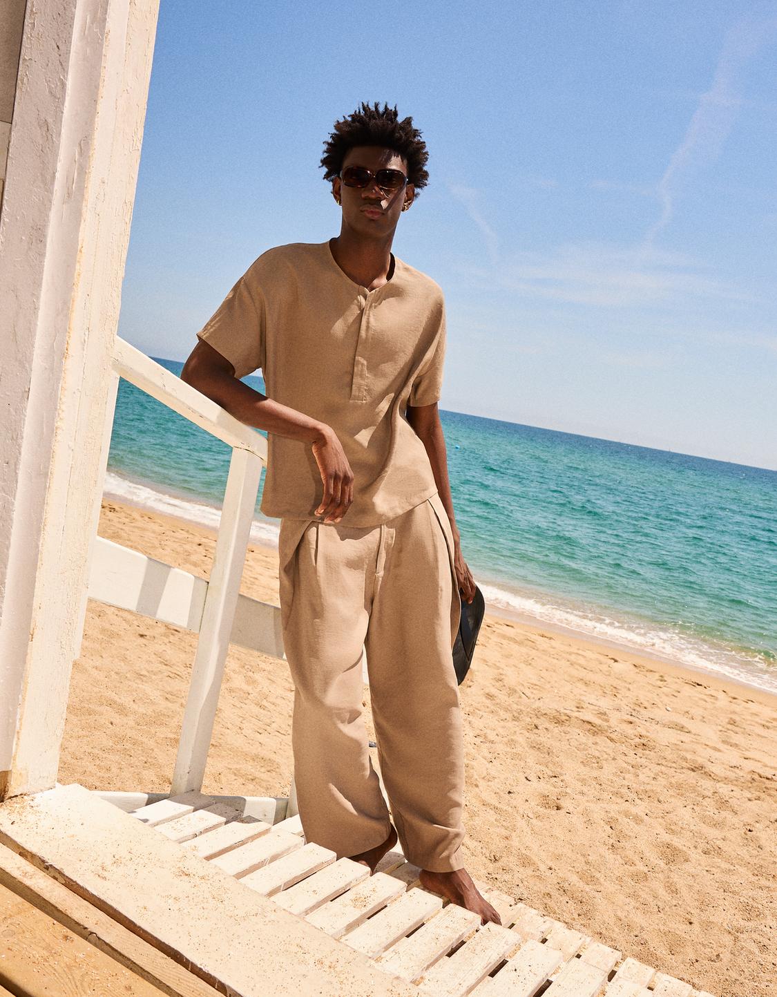 Oversize flowing short sleeve shirt
