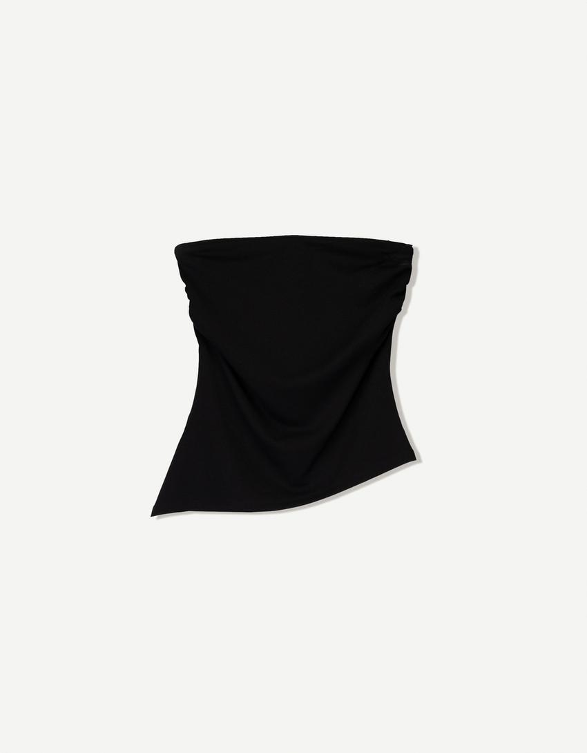 Top bandeau froncé-Noir