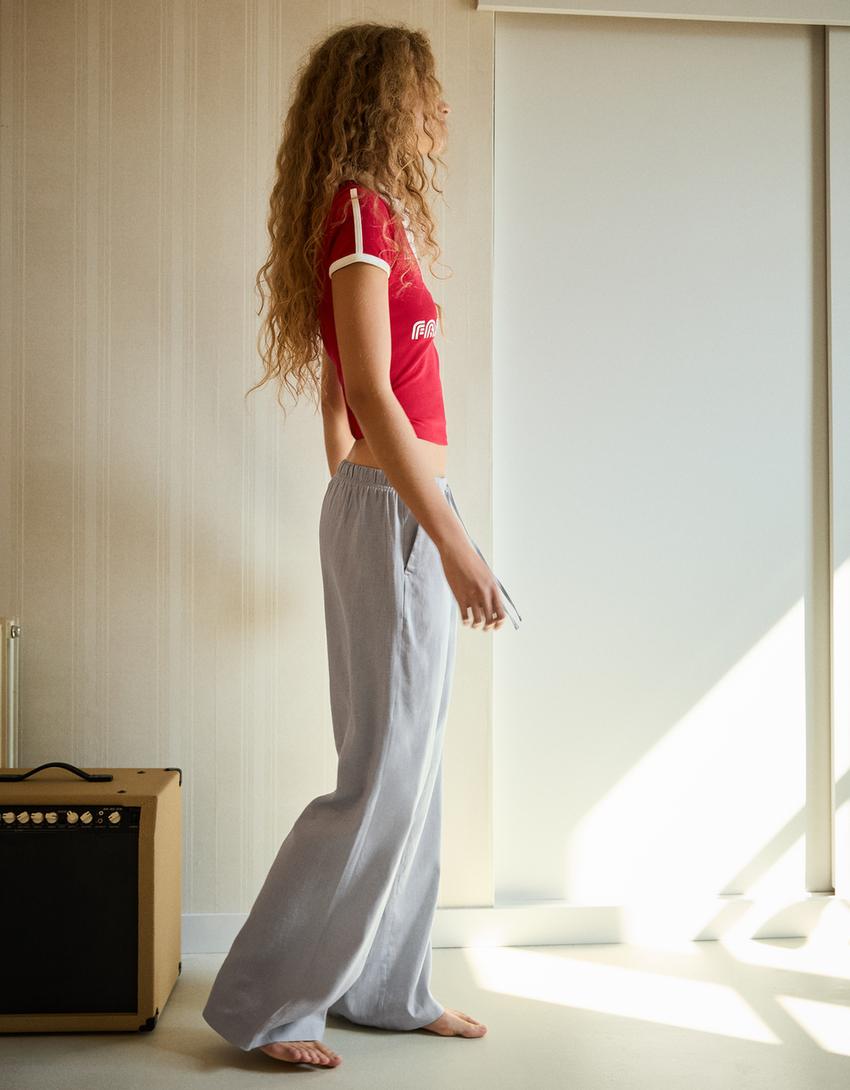 Pantalón goma cintura-Gris