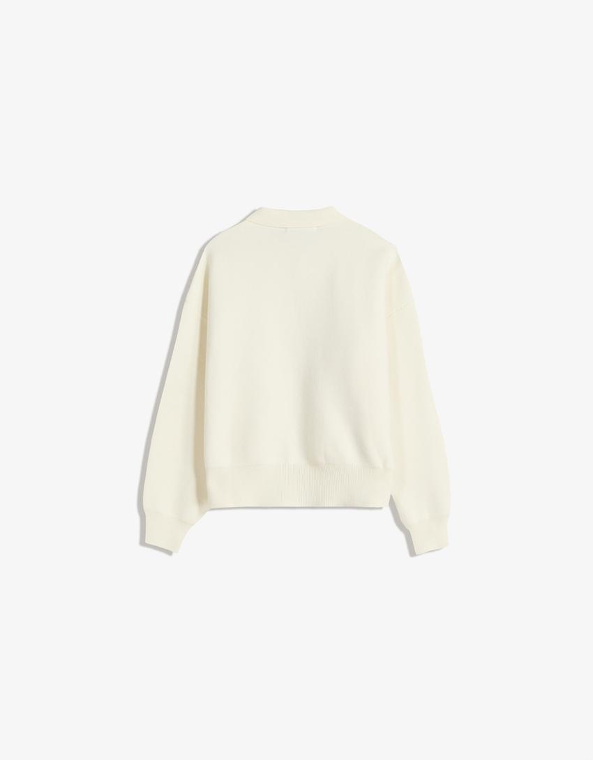 Sweater met polokraag-Ecru