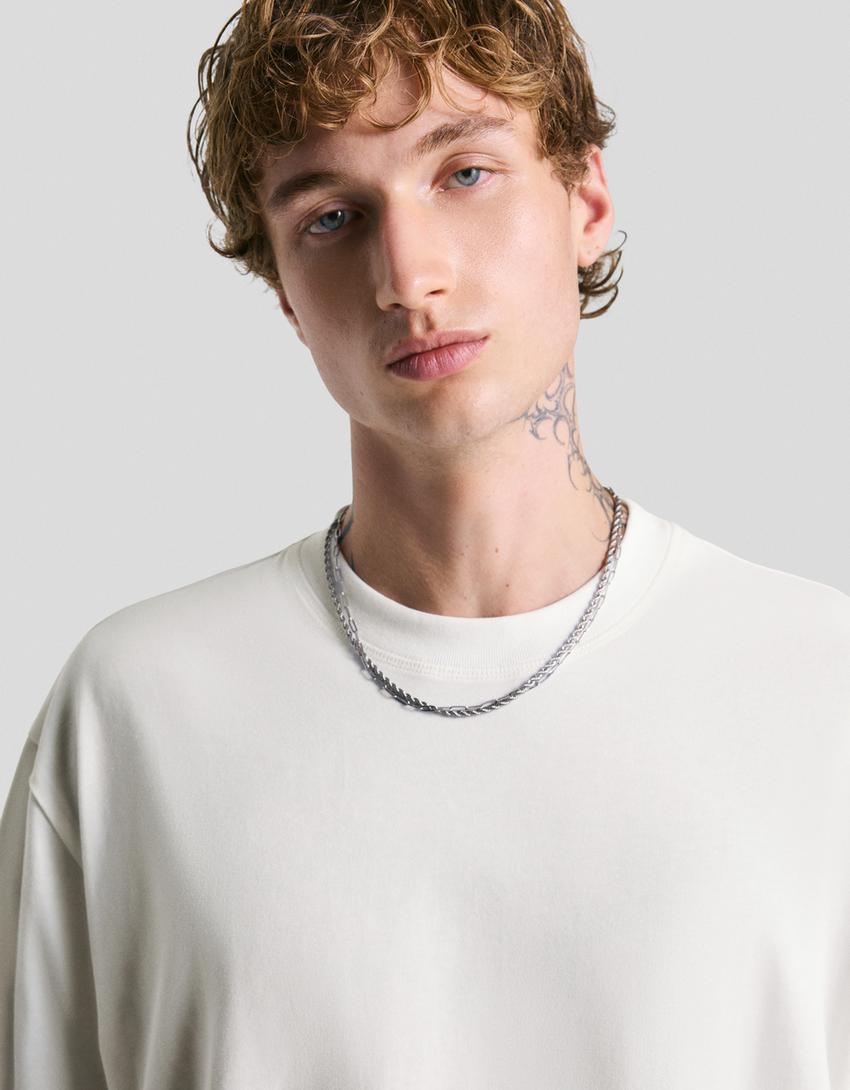 Camiseta manga corta felpa-Blanco roto