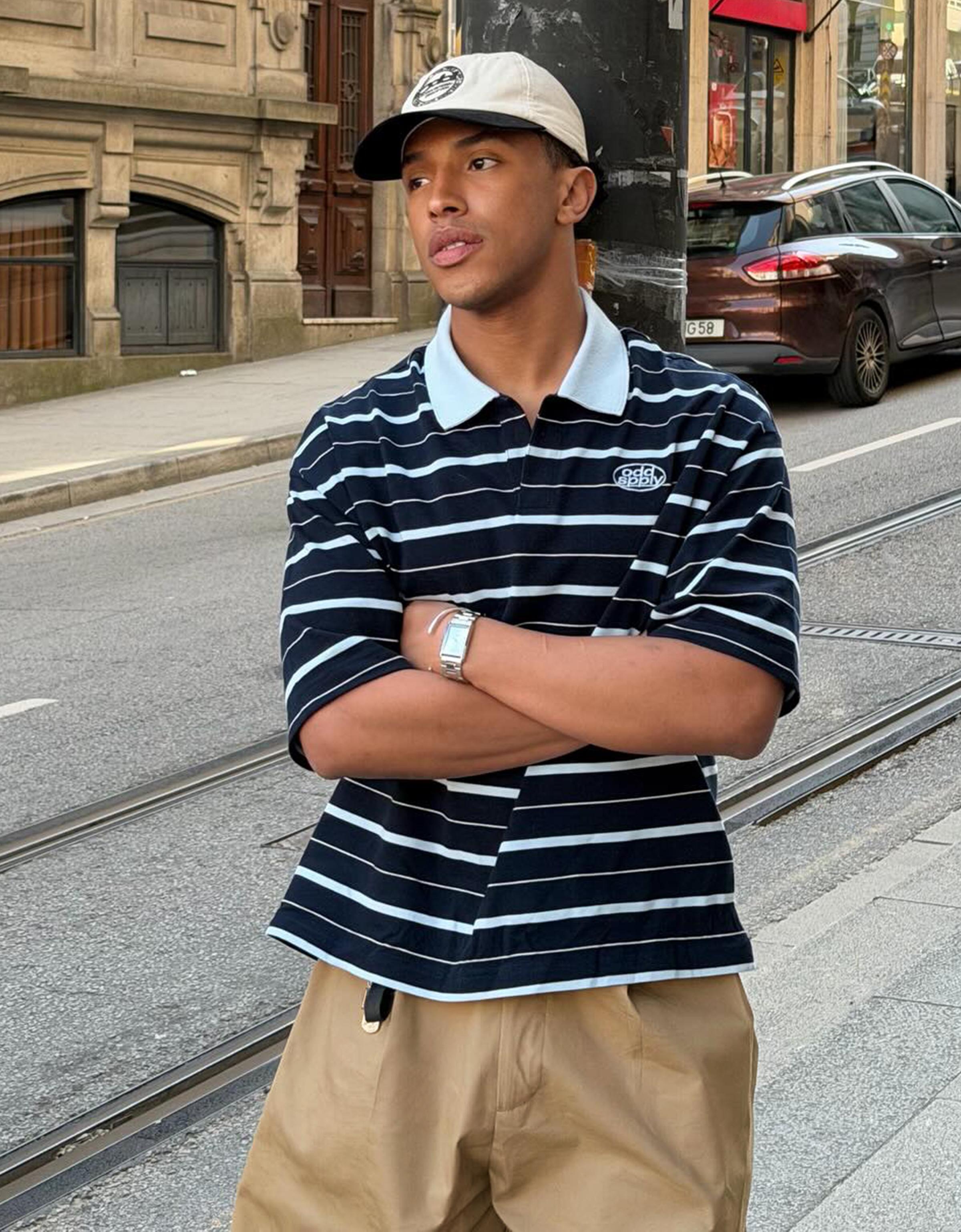 Kısa kollu çizgili işlemeli polo - Görsel 36