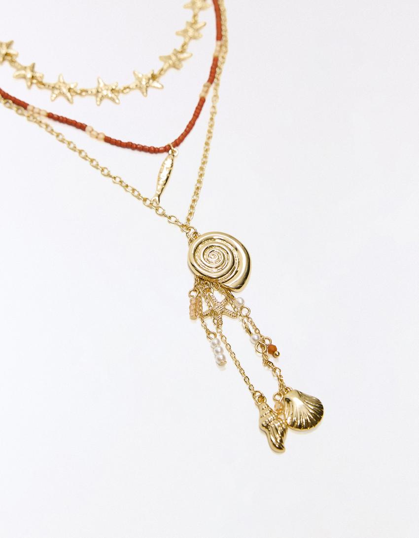 Pack isi 3 kalung liontin-Emas