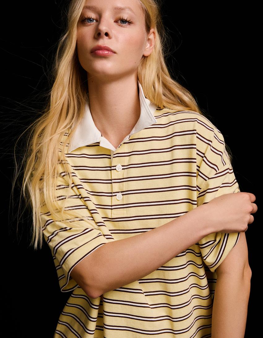 Short sleeve polo collar T-shirt-Yellow