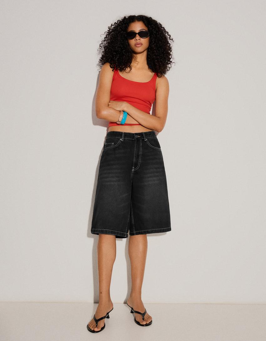 Bermuda denim baggy fit-Noir