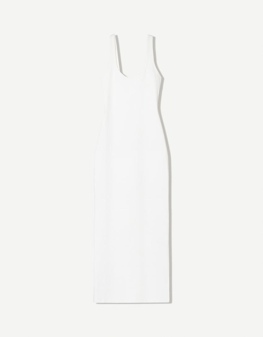 Vestido midi tirantes-Blanco roto