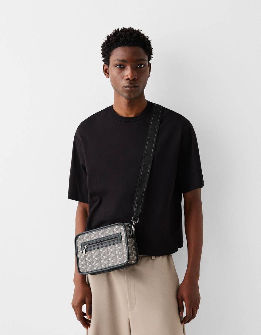 Sac bandoulière imprimé-Noir-3