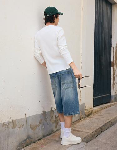 Skater denim Bermuda shorts — Light blue 2