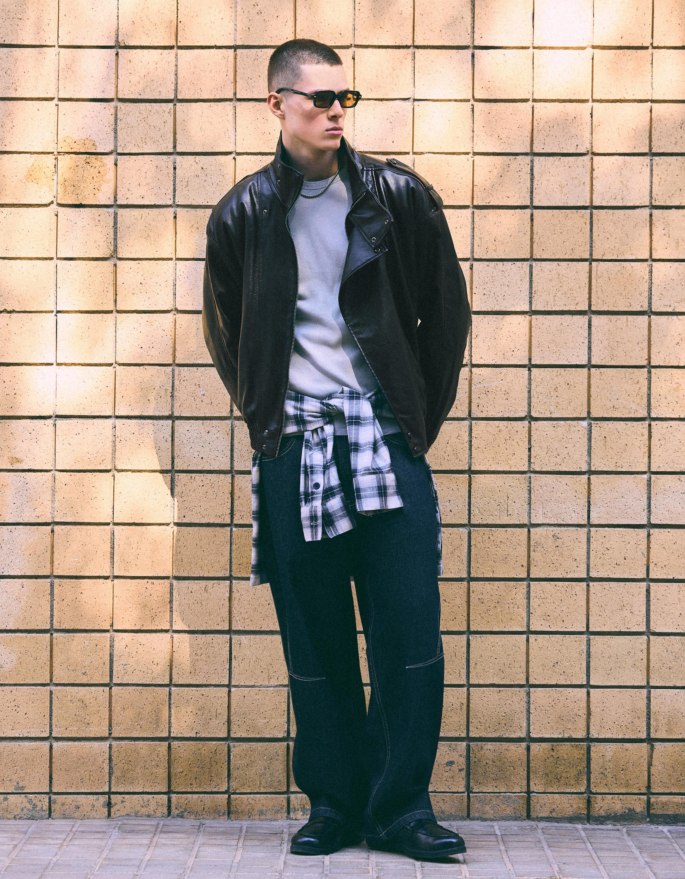 Leather effect jacket — Black