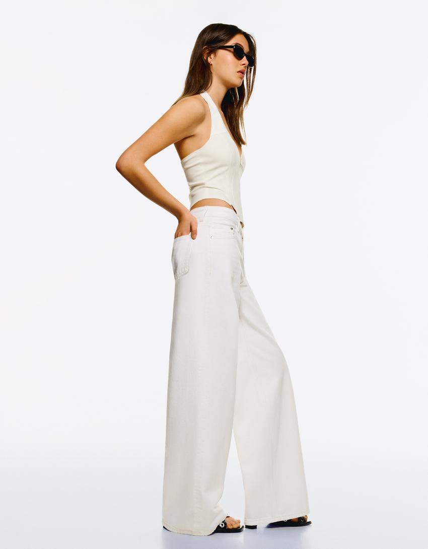 Wide-leg jeans-Off white-2