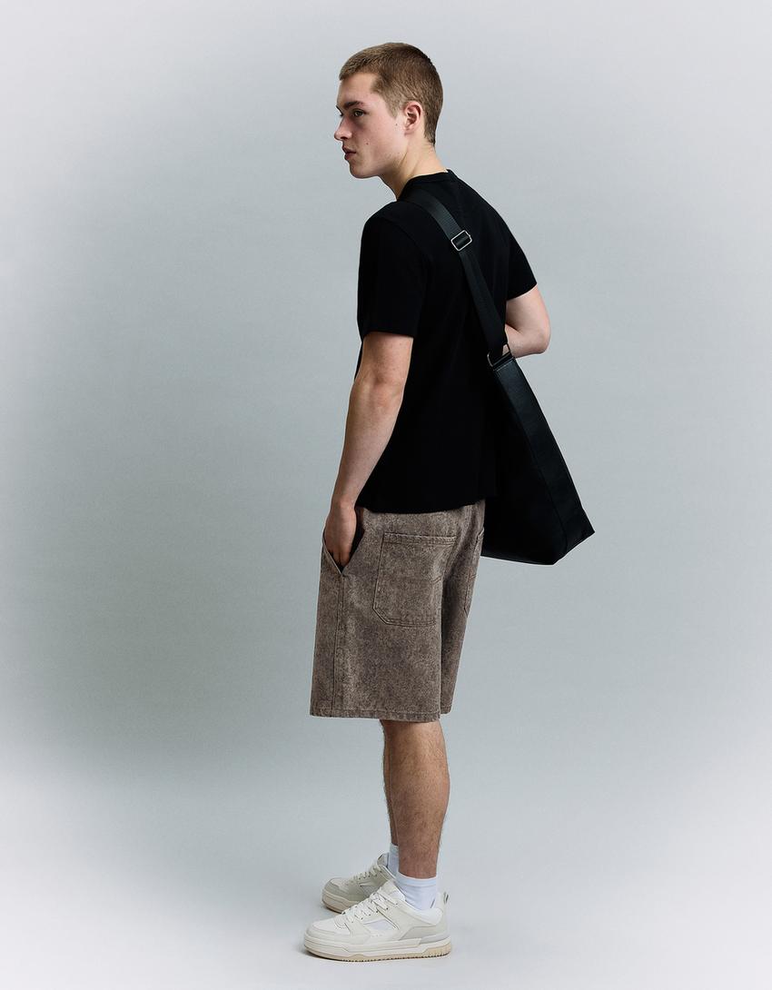 Bermuda baggy fit imprimée-Gris foncé