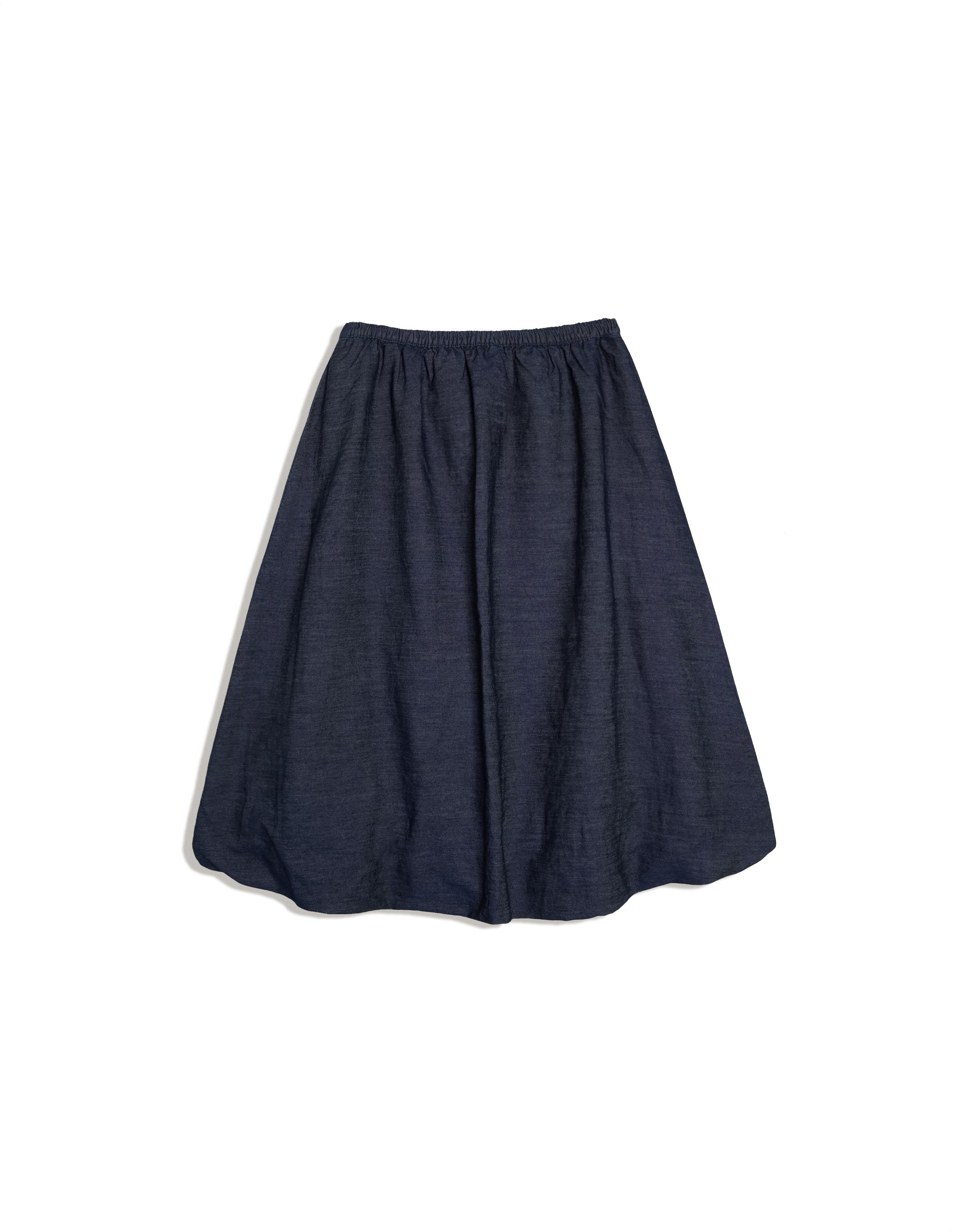 Denim balloon midi skirt — Navy