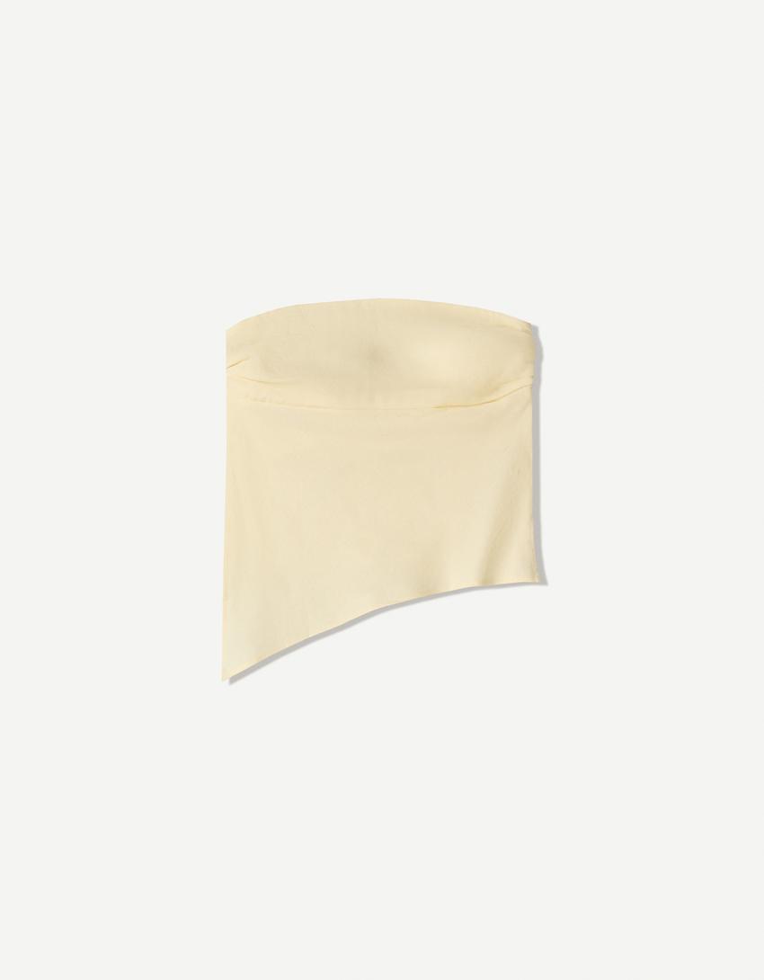 Linen blend bandeau top-Yellow-3