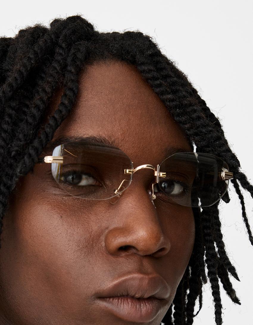 Lunettes de soleil hexagonales-Gris-1