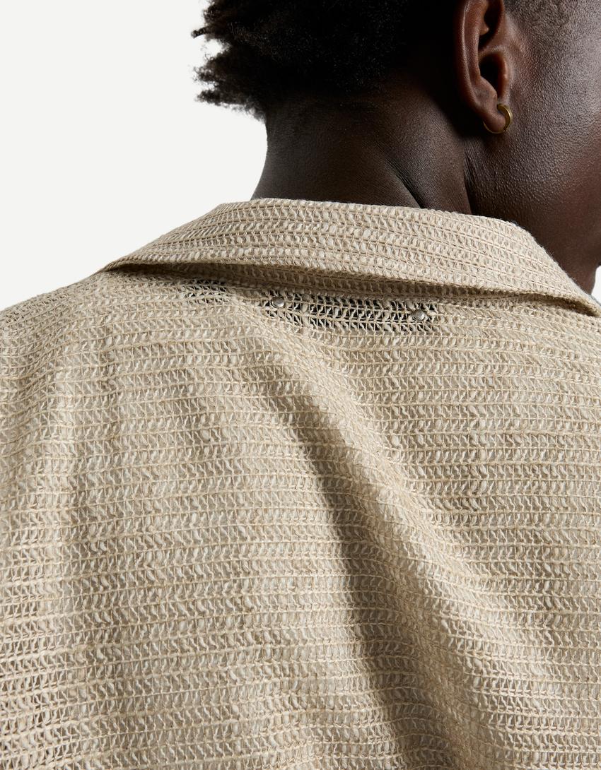Short sleeve rustic shirt-Sand-2