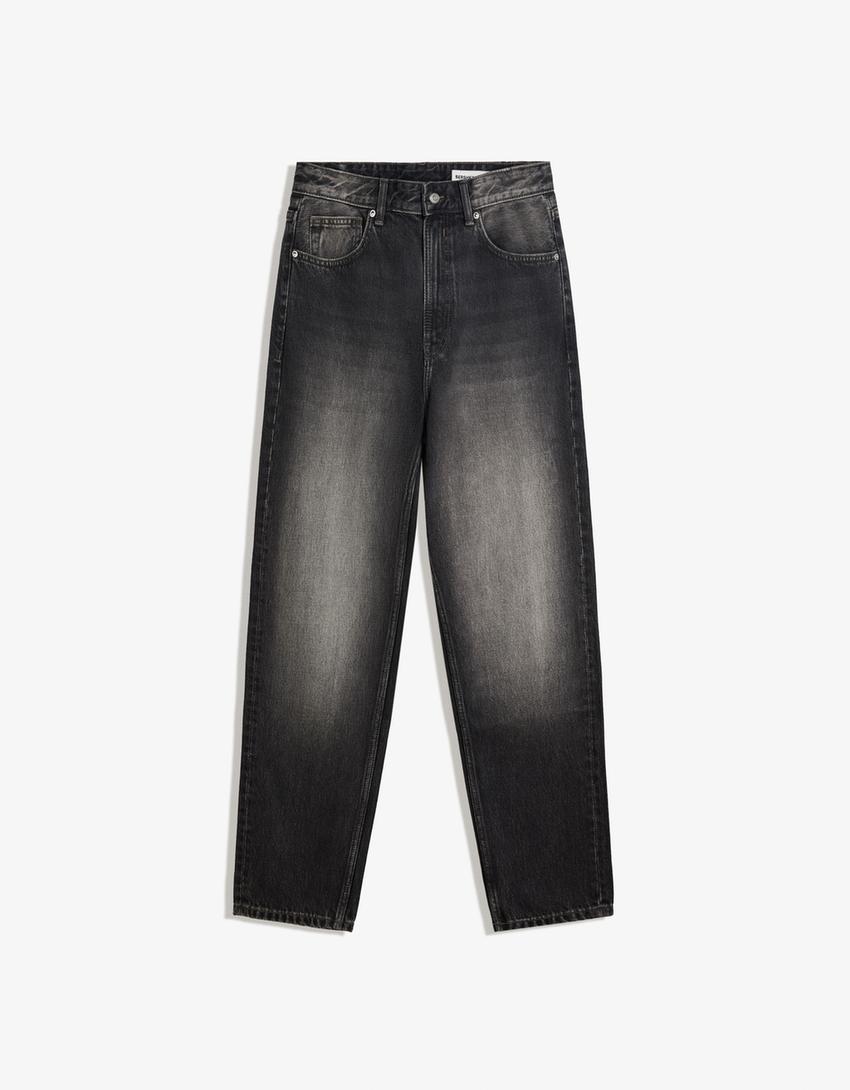 Jeans loose fit afunilado-Preto-4