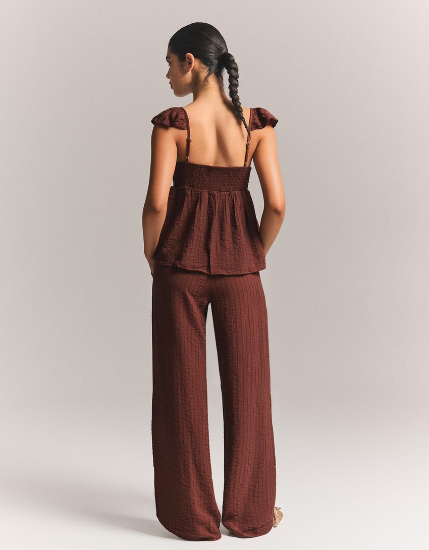 بنطلون فضفاض-بني