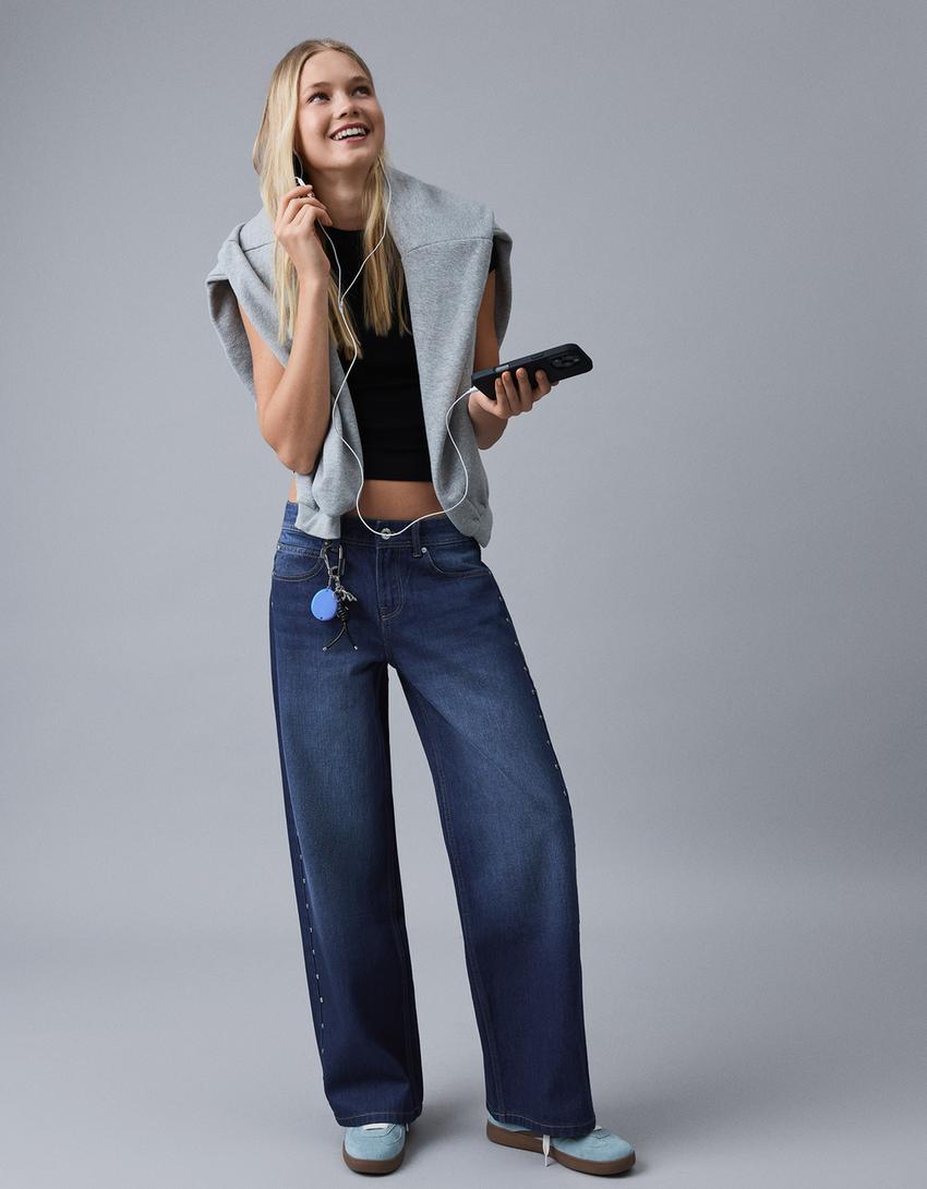 Jeans baggy tachas estrellas-Azul