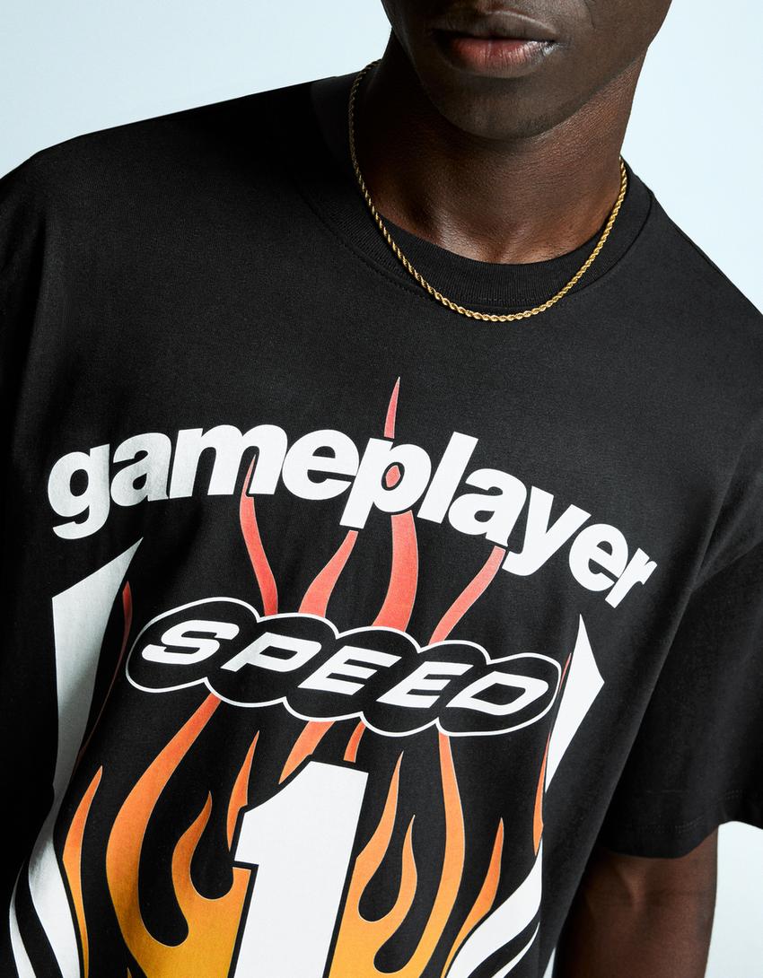 Sport T-shirt met korte mouw en digitale filter-Zwart