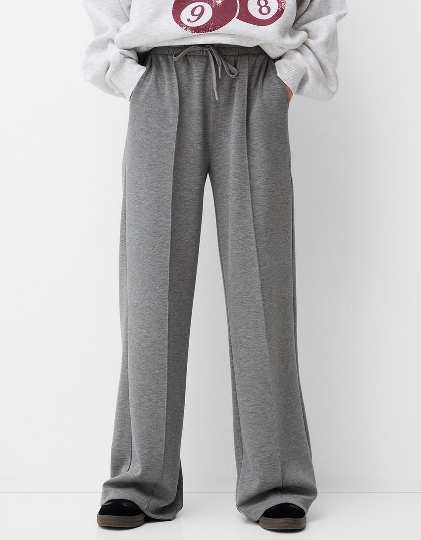 Pantalon wide leg soft-Gris foncé-2