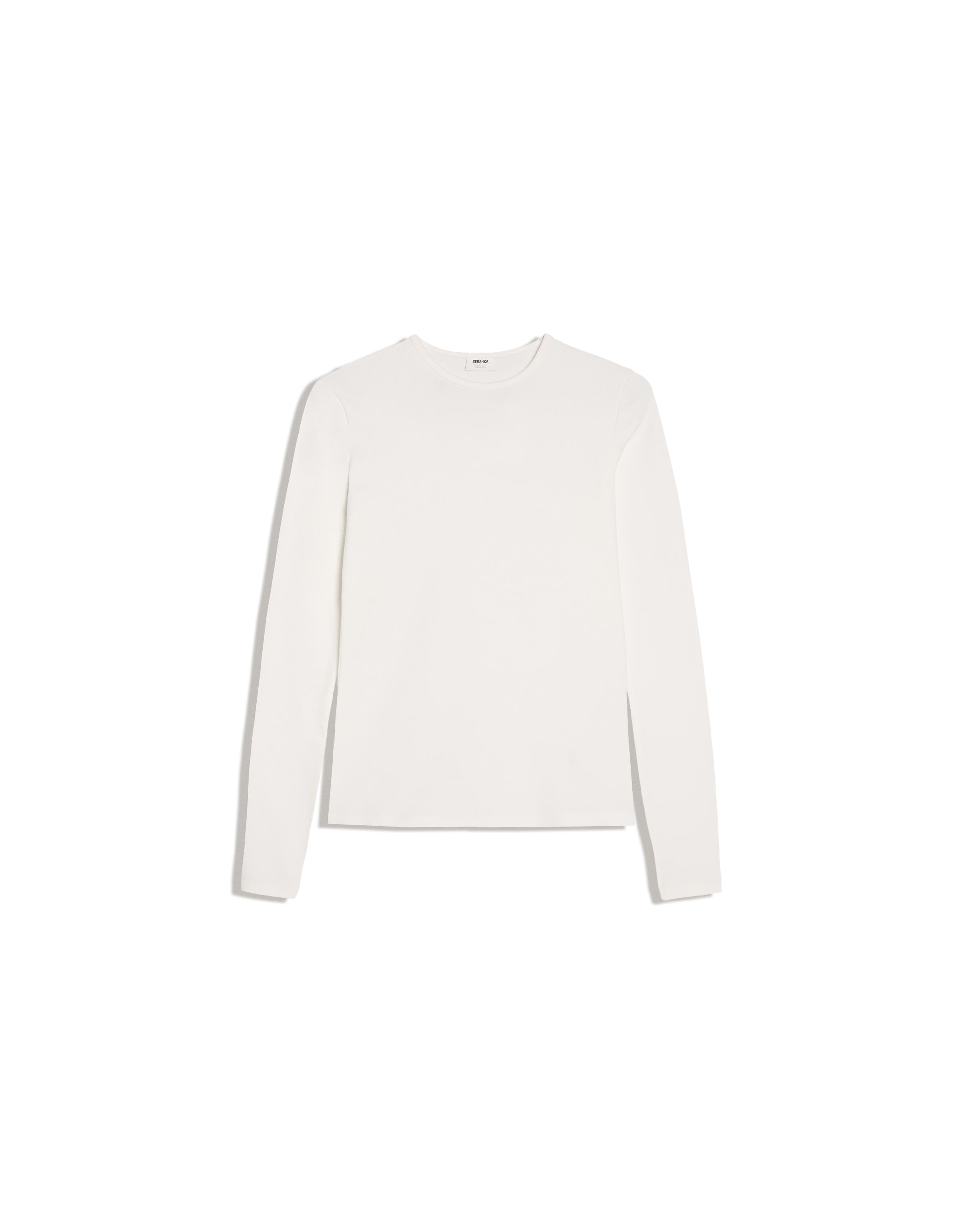Round neck long-sleeve T-shirt — Off white