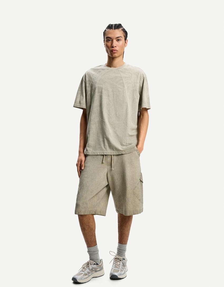 Faded short sleeve T-shirt-Camel-3