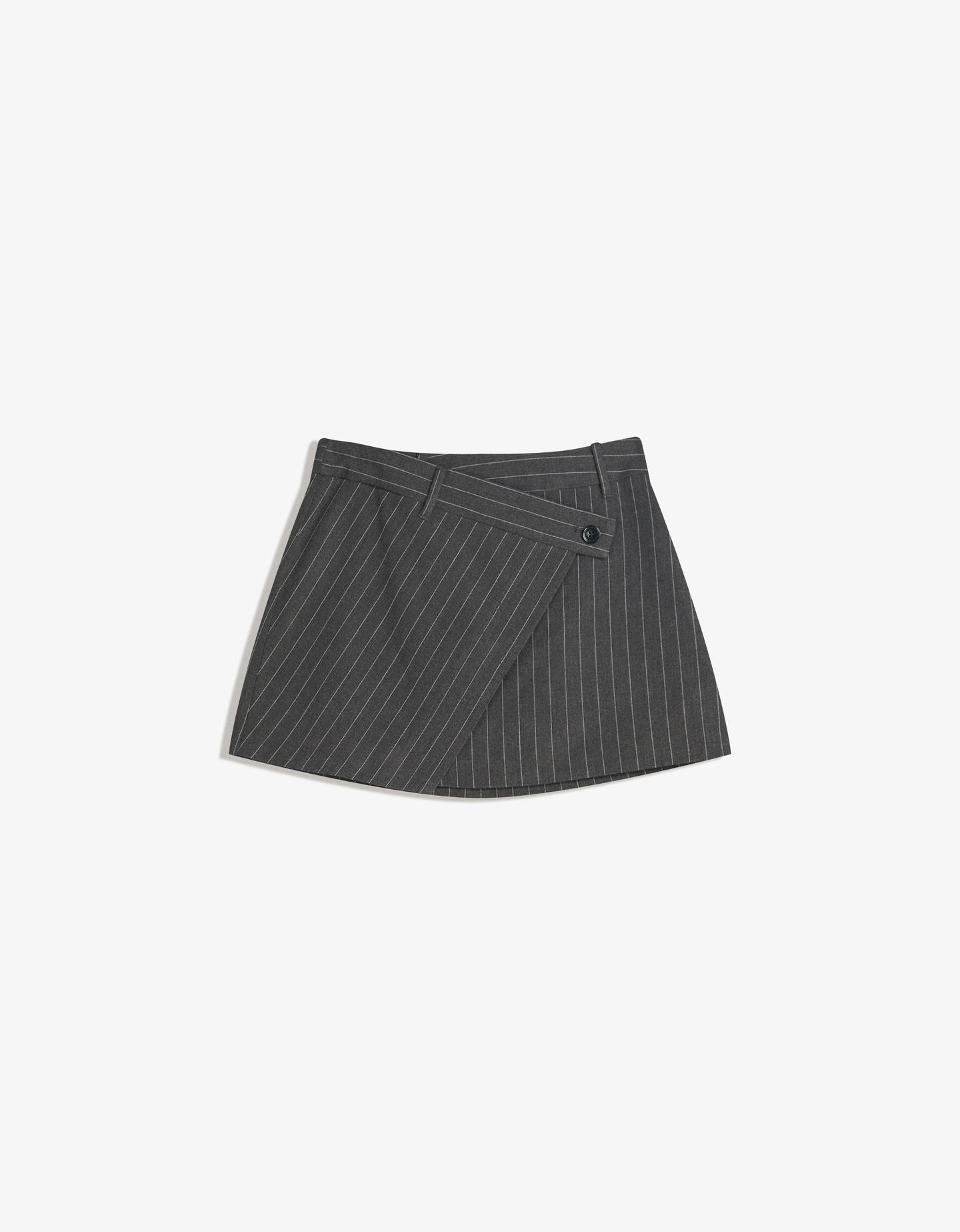 Bershka spódnica mini z kopertowym pasem szary
