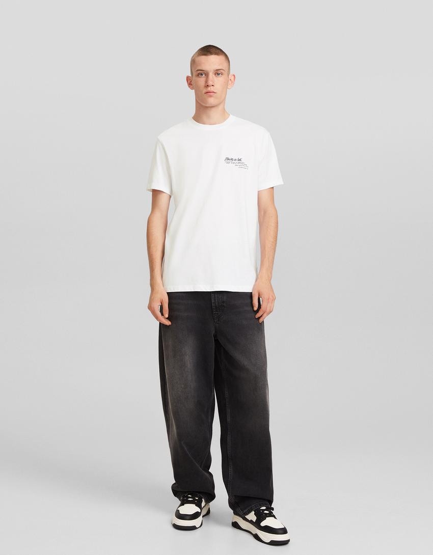 T-shirt manches courtes imprimé floral-Blanc-3