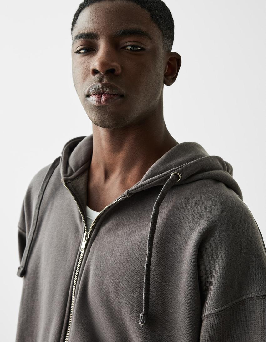 Zip-up hoodie-Grey-2