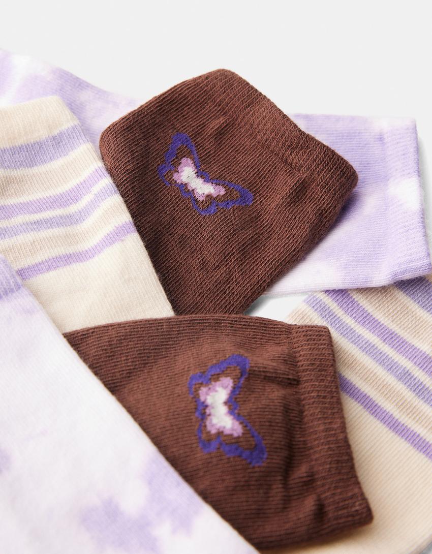 Pack de 3 pares de meias com tie dye-Marrom-2