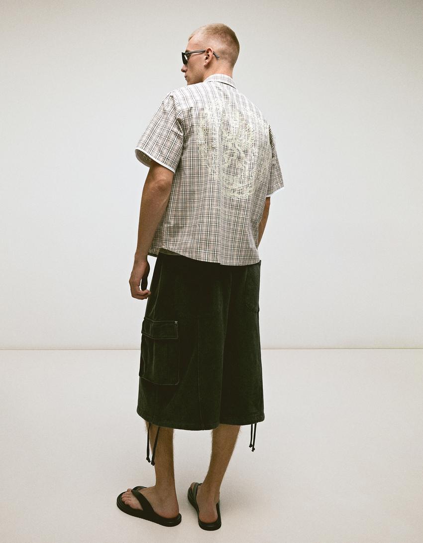 Check short sleeve shirt-Sand