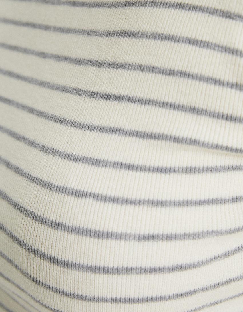 Camisola gola alta riscas-Cinza-5