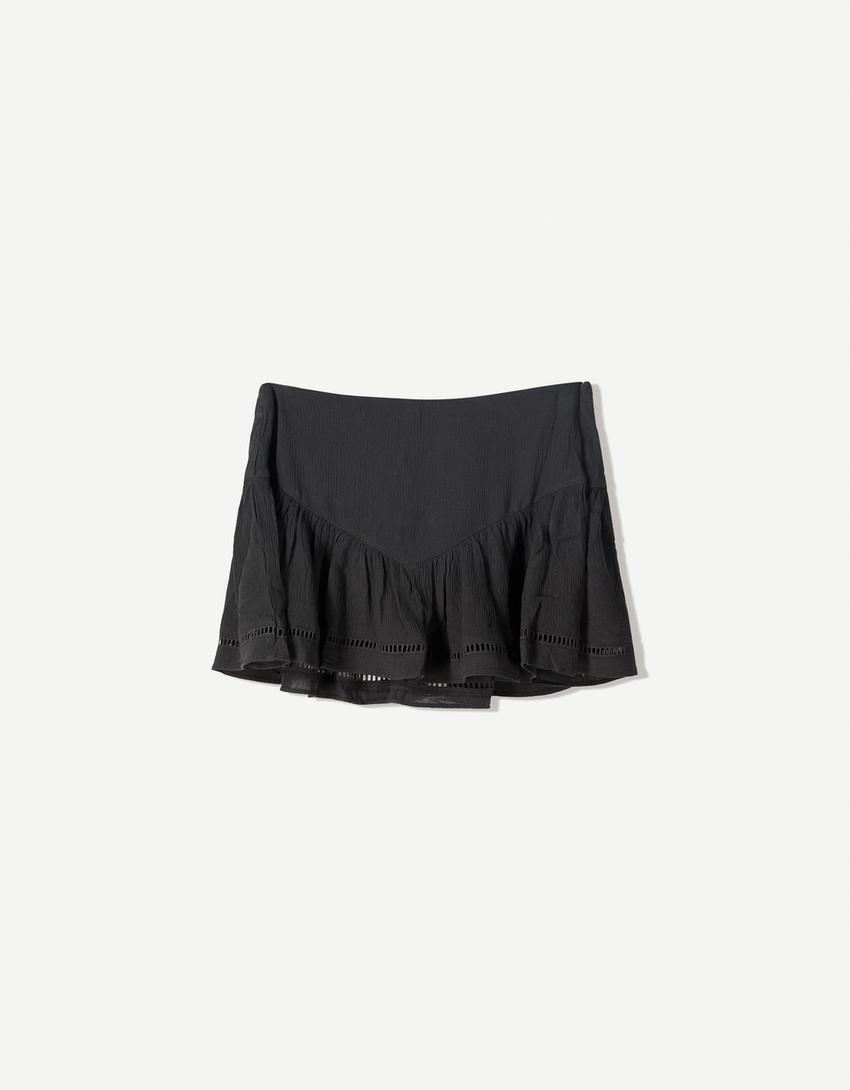 Textured mini skirt-Dark grey-4