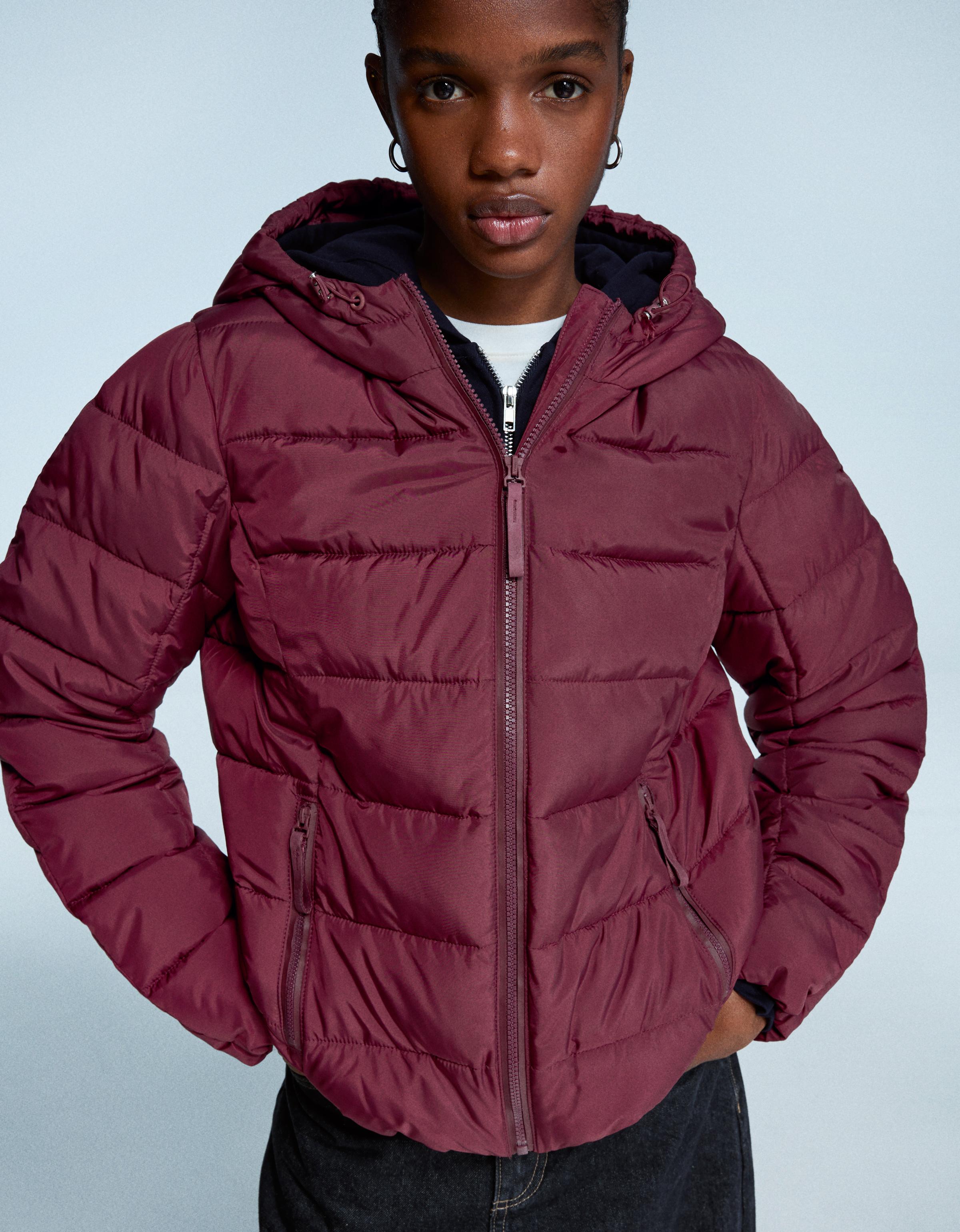 Bershka Leichte Steppjacke Damen Xs Bordeaux