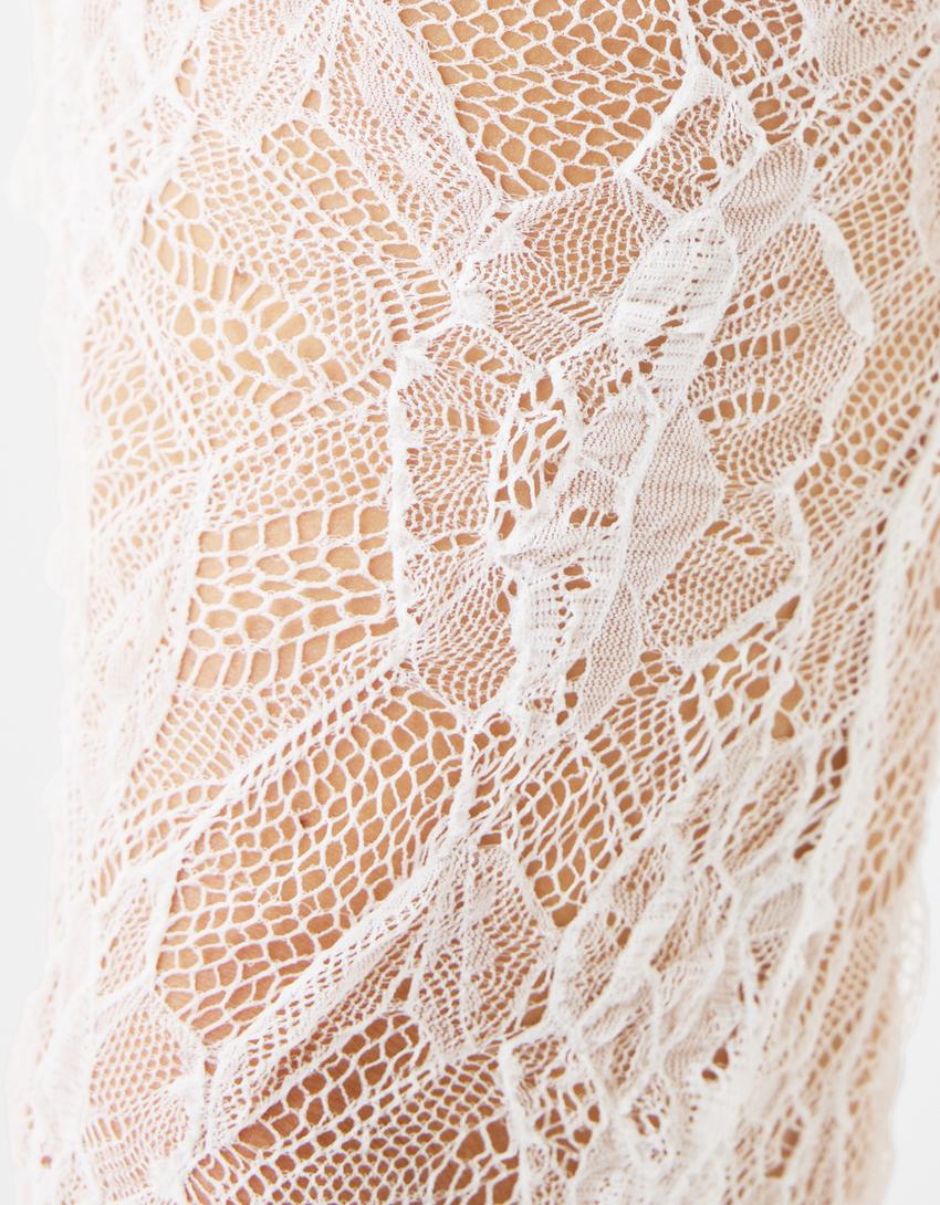 Leggings capri en dentelle-Blanc-5
