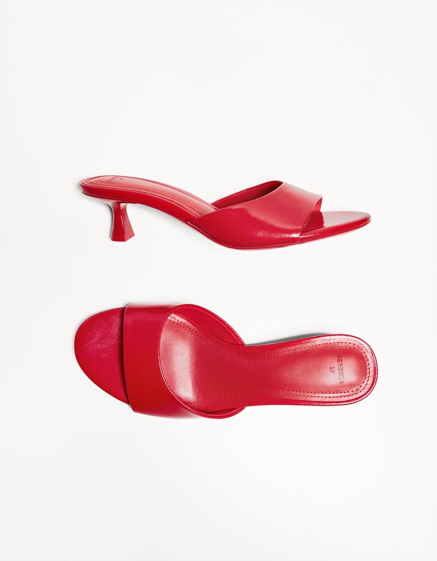 Slingback sandalen met kitten heel-Rood-2