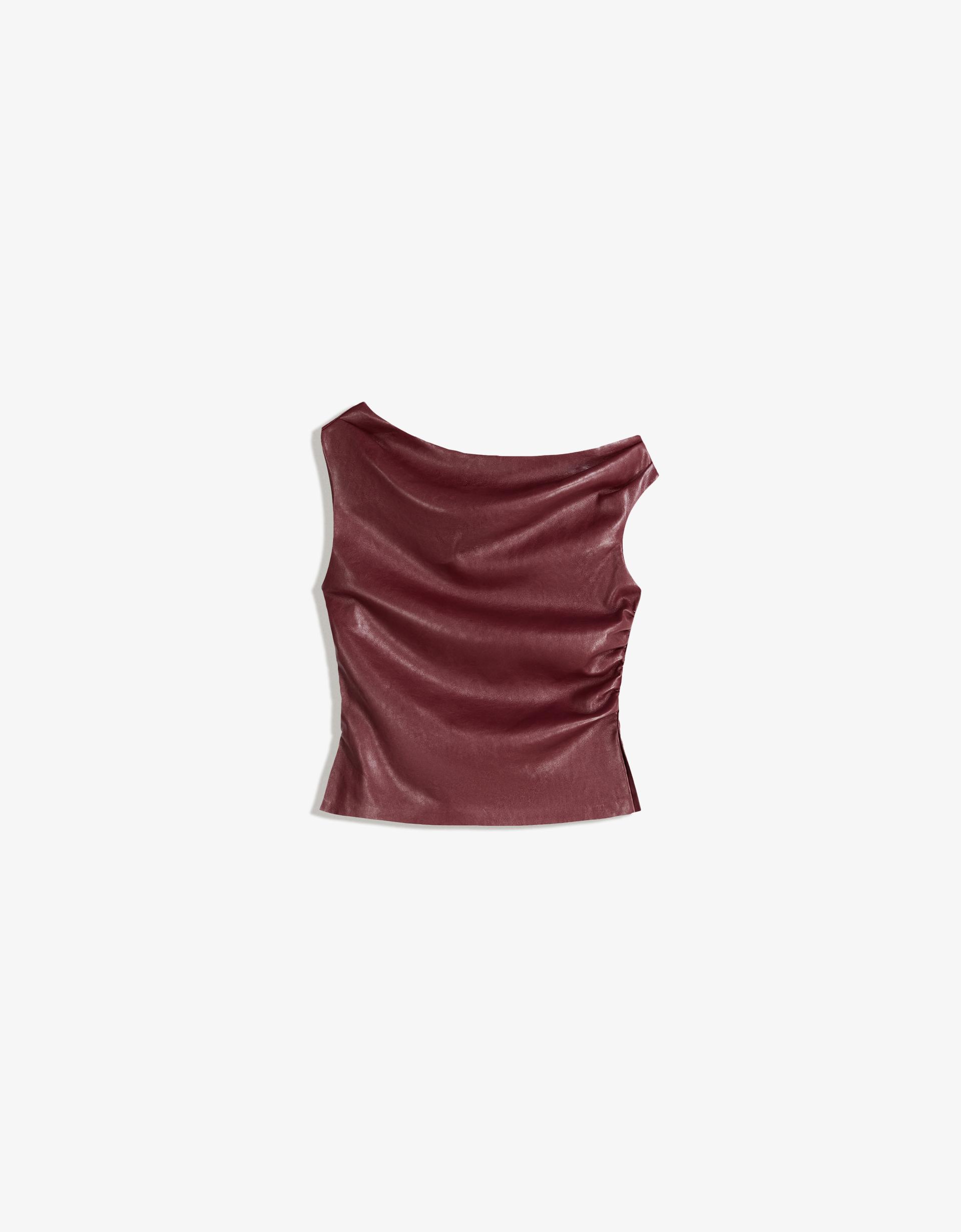 Asymmetric leather effect top
