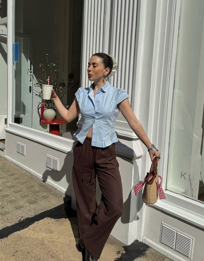 Pantalon Lin Pantalon Fluide Femme Bershka Pantalon Lin Taille