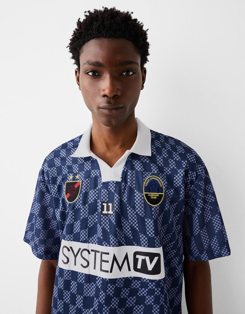 T-shirt manches courtes boxy fit sport-Bleu-2