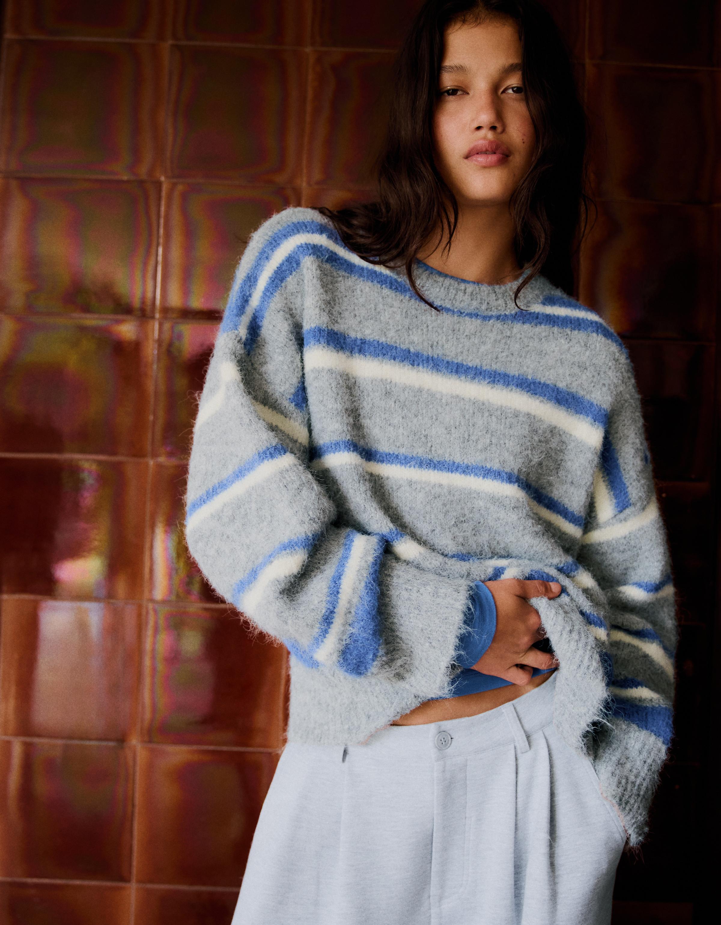 Jersey oversize cuello redondo rayas