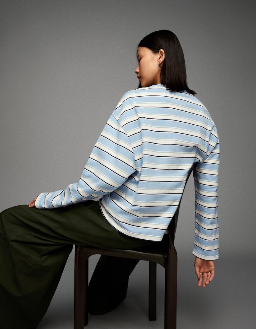 Striped jumper-Light blue
