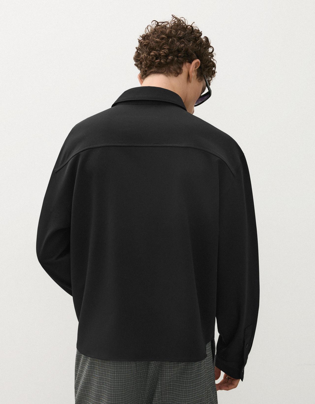Boxy long sleeve shirt — Black