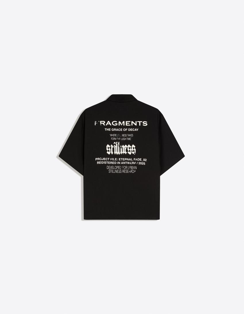 Embroidered short sleeve shirt-Black