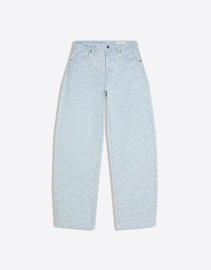 POLLY POCKET barrel jeans-Light blue