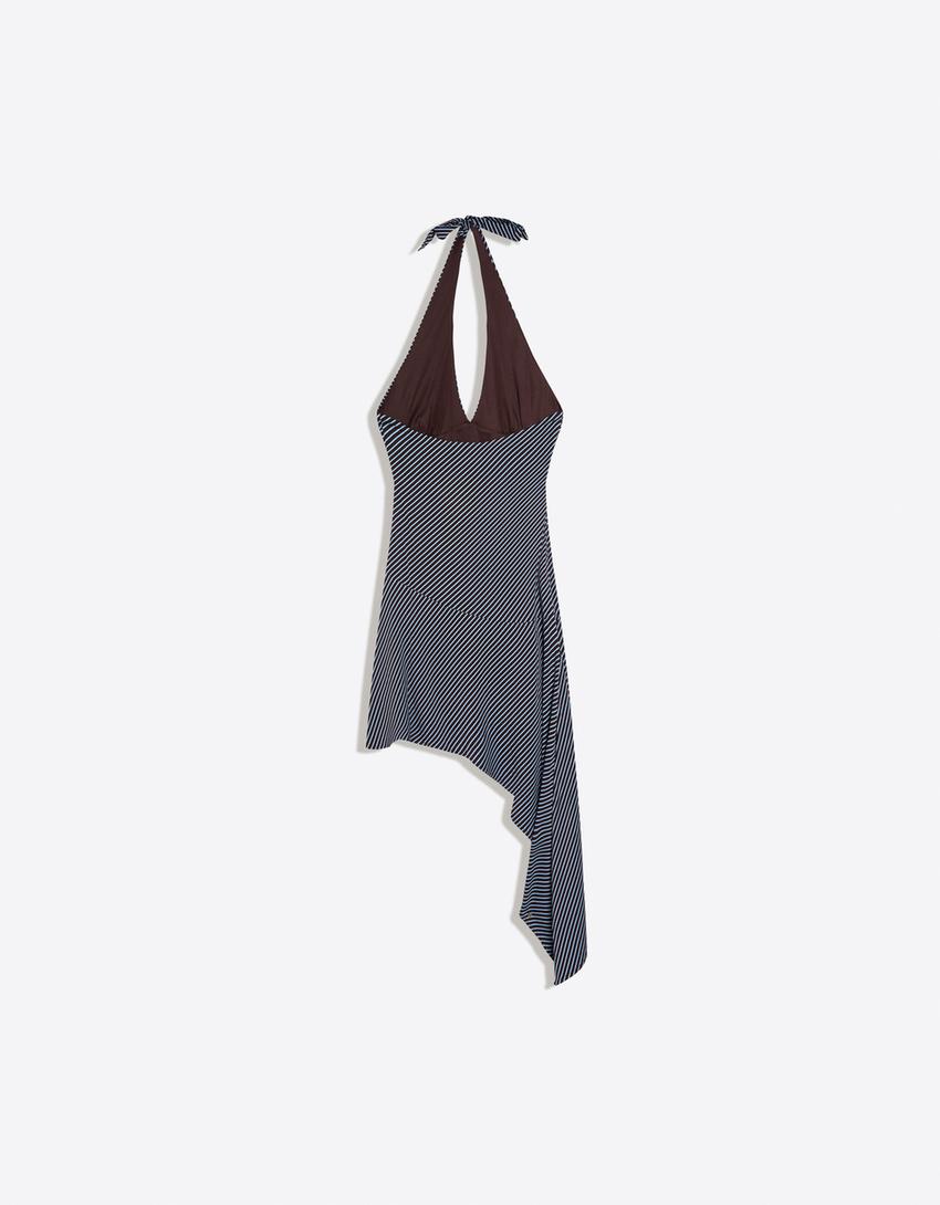 Robe mini asymétrique-Marron